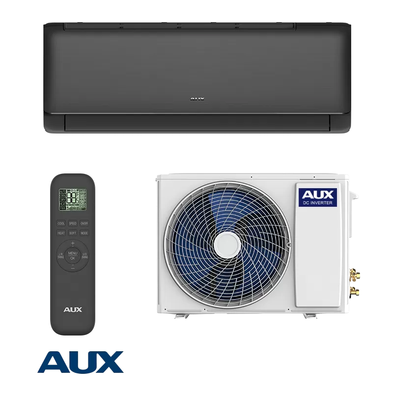 Aparat aer conditionat AUX Q-Series Black,12 000 BTU/h, WiFi inclus, Sleep Mode, Auto Curatare, Auto Diagnosticare, Auto Restart, 4D AirFlow